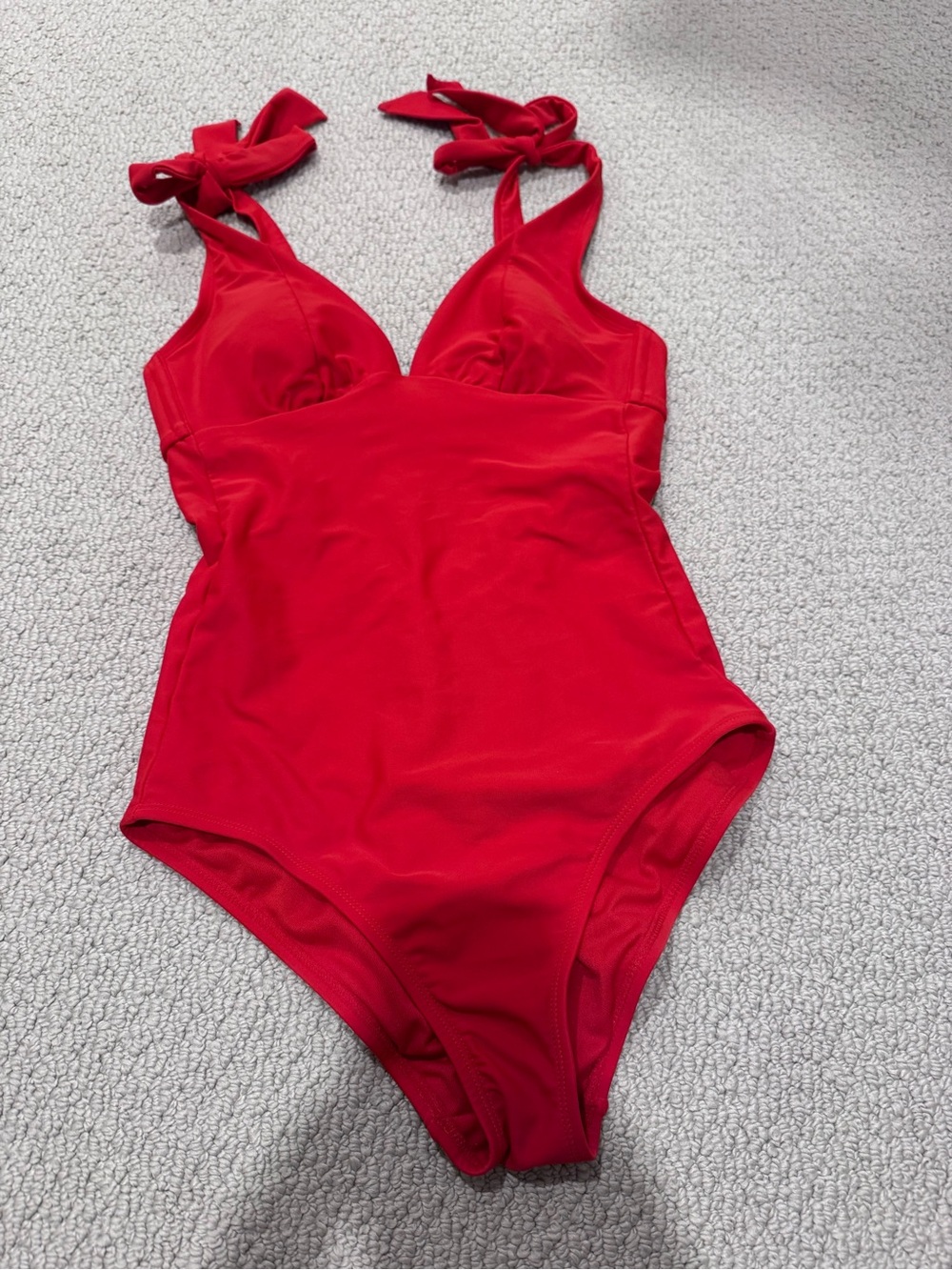 Red Tie-Shoulder One-Piece Swimsuit